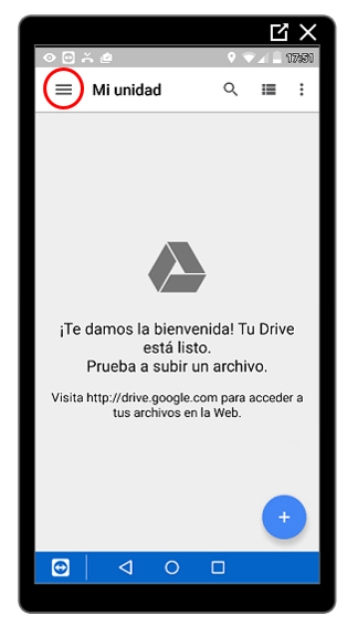 Botón de menú de Google Drive